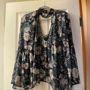 Floral top with cut out